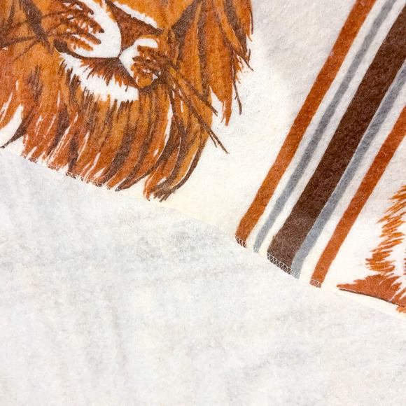 Vintage Tiger Cub Lion Leopard Big Cat Poly Blanket 92" x 72” Brown Orange White - Picture 9 of 10